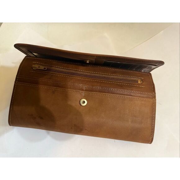 La Garde Crafted By Rolfs Genuine Leather Snap Fold Over Wallet Purse Tan - Picture 7 of 8